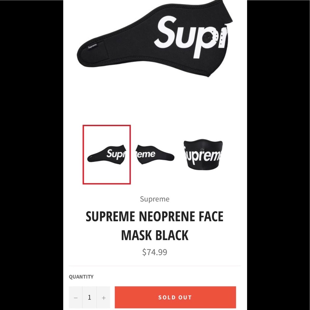 SUPREME NEOPRENE FACE MASK BLACK